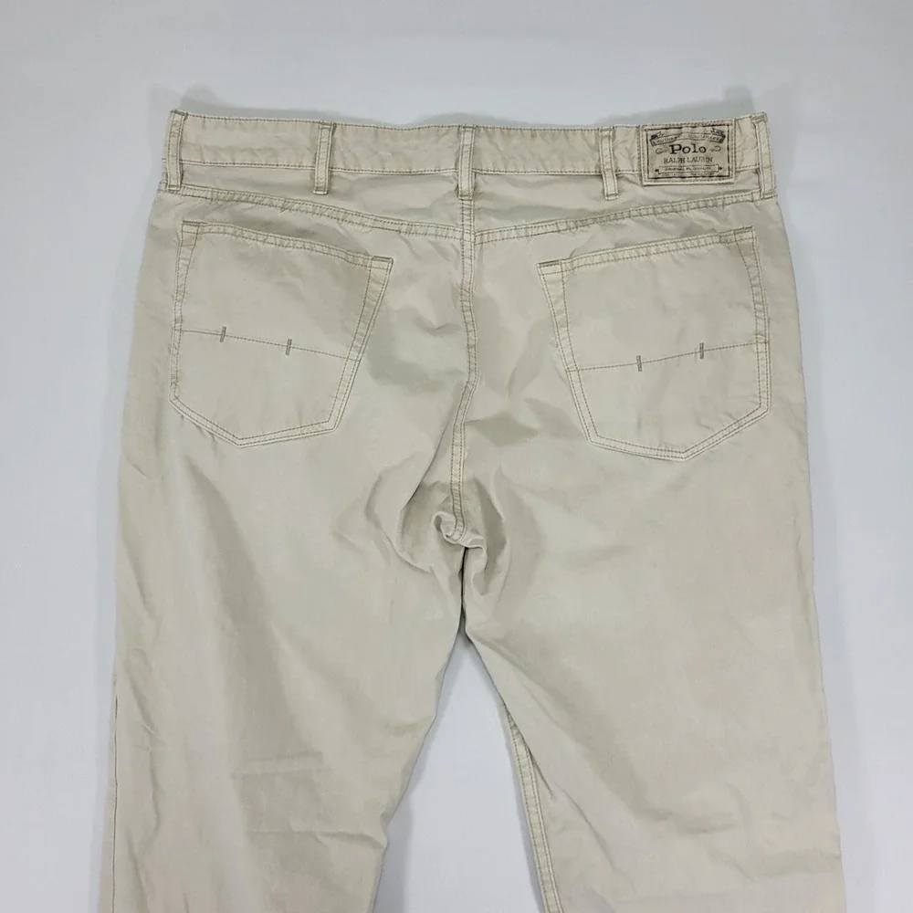 Polo Ralph Lauren Men's‎ Beige Jean Pants Varick Slim Striaght Size 36 x 32